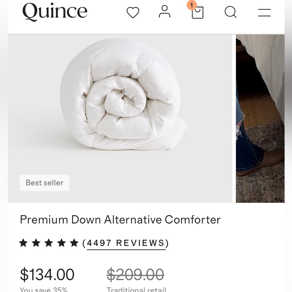 QUINCE Premium Down Alternative Comforter Full/Queen 7274